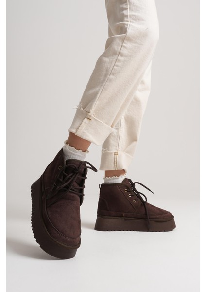 Elena Kadın Acı Kahve Kışlık Içi Kürklü Kalın Taban Bot