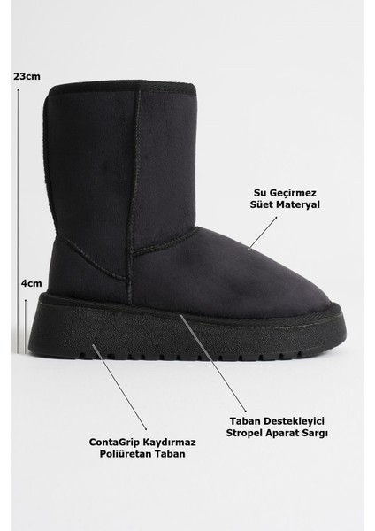 Anisa Kadın Siyah Kışlık Kürklü Bot modelleri