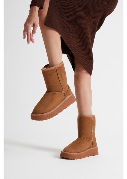 Anisa Kadın Taba Kışlık Kürklü Bot