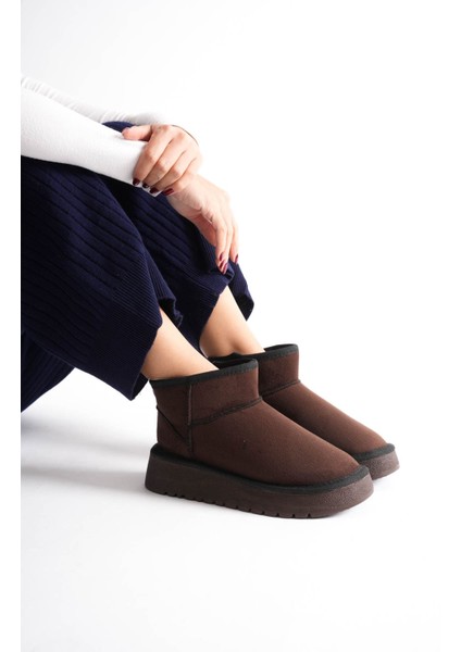 Alina Kadın Acı Kahve Kışlık Kürklü Bot