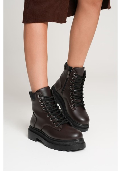 Fiora Özel Tasarım Kadın Kışlık Kalın Tabanlı Acı Kahve Bot