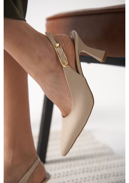 Ophelia Kadın Mat Bej Topuklu Ayakkabı