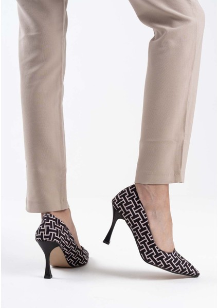 Kelsey Kadın Siyah Desenli Stiletto