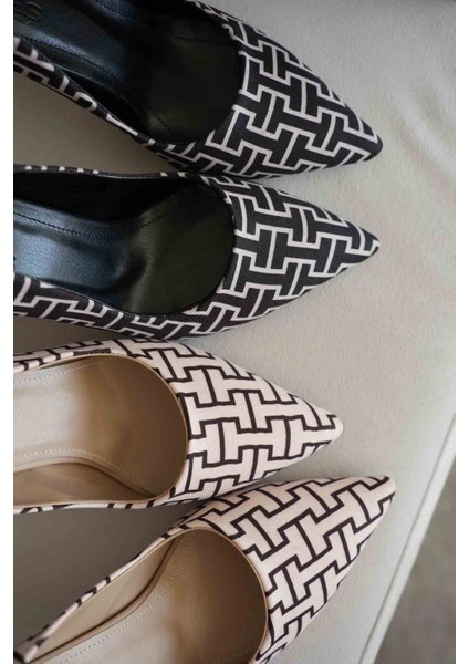 Kelsey Kadın Siyah Desenli Stiletto