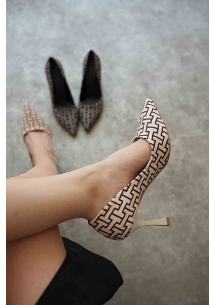 Kelsey Kadın Bej Desenli Stiletto