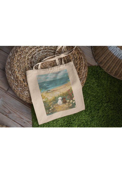 Beach Dogs Tote Çanta - Sevimli Tote Çanta, Estetik Tote Çanta, Kanvas Tote Çanta, Kitap Çantası, Alışveriş Çantaları modelleri