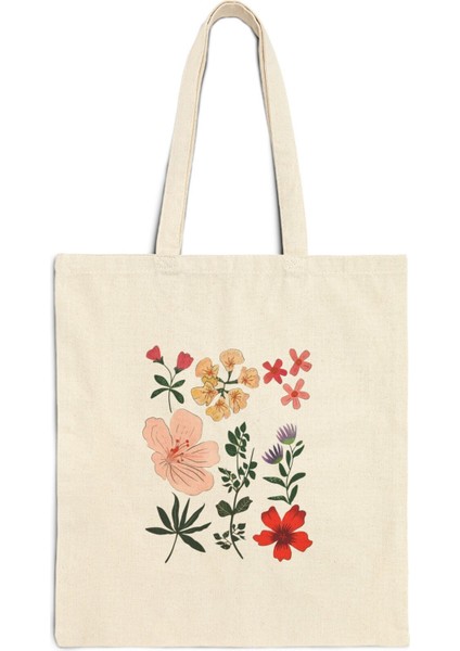 Botanik Çiçekler Tote Çanta - Sevimli Tote Çantalar, Estetik Kitap Çantaları, Hediye Kitap Çantası, Sevimli Kitap Çantaları, Alışveriş Çantaları, Çiçekli Tote Çantalar fiyatları