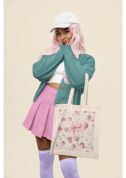 Coquette Çilek ve Fiyonk Tote Çanta modelleri