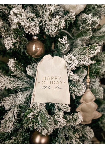 Minimalist Mutlu Tatiller Muslin Hediye Çantası: Kişiselleştirilmiş Noel Partisi Hediyesi fiyatları