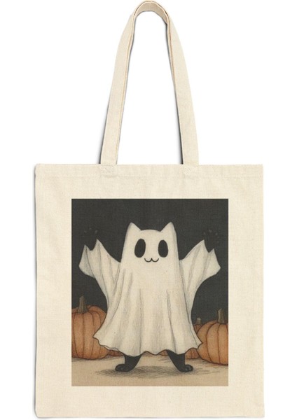 Ghost Kitty Tote Çanta - Ürkütücü Mevsim, Cadılar Bayramı Çantası, Şirin Tote Çanta fiyatları