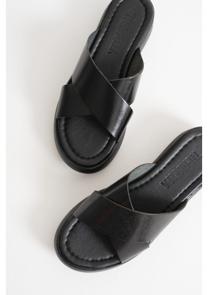 Fayn Siyah Hakiki Deri Terlik modelleri