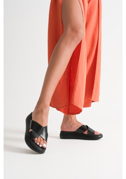 Fayn Siyah Hakiki Deri Terlik