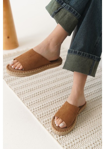 Grey Süet Taba Kadın Terlik