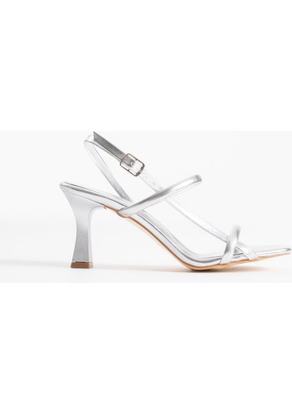 Monya Kadın Gümüş Topuklu Sandalet