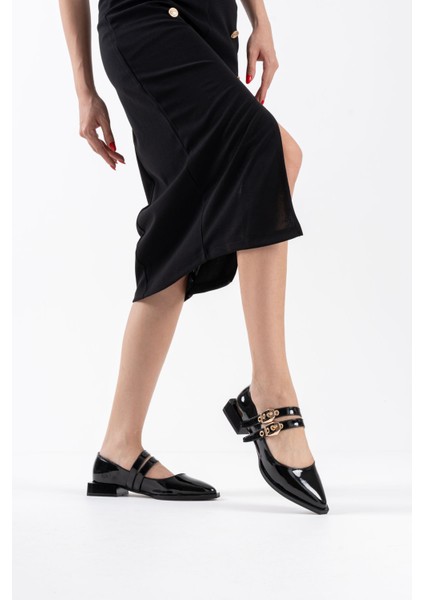 Murder Siyah Rugan Kemer Detaylı Kadın Topuklu Ayakkabı fırsatları