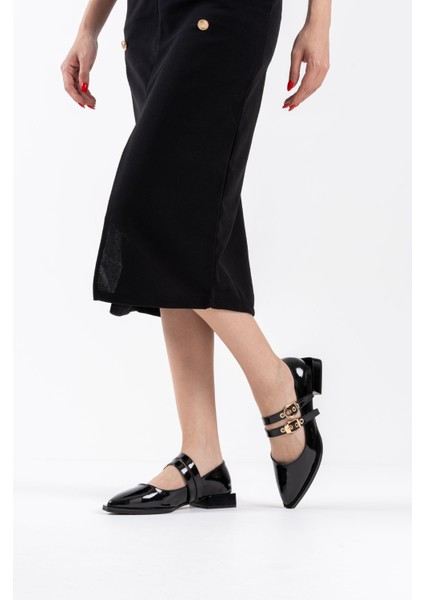 Murder Siyah Rugan Kemer Detaylı Kadın Topuklu Ayakkabı indirimleri