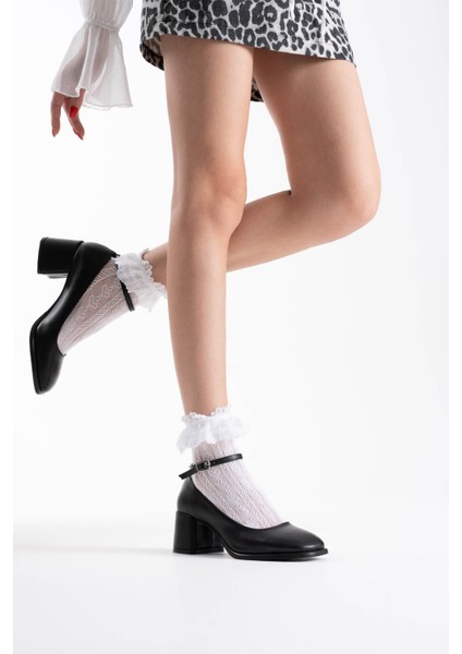 Sansa Siyah Cilt Kadın Topuklu Ayakkabı