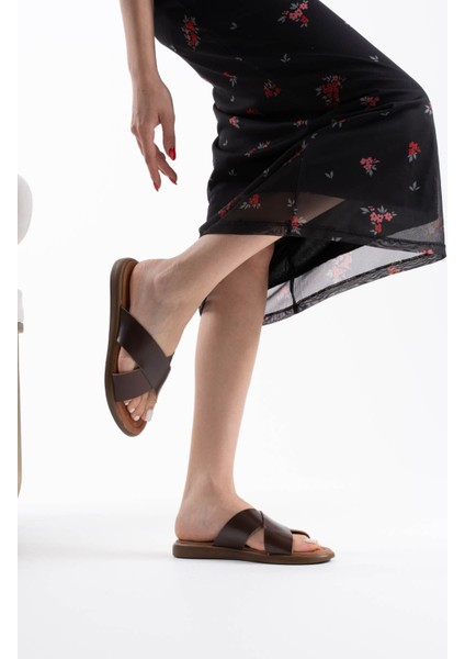 Weasley Acı Kahve Hakiki Deri Terlik