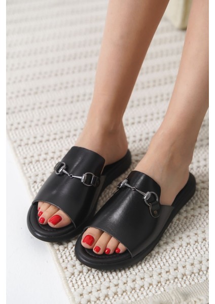 George Siyah Hakiki Deri Terlik