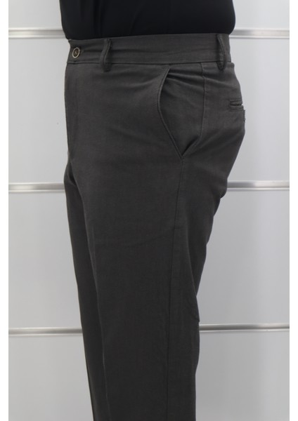 Fistan Store Erkek Düz Yüksek Bel Rahat Kesim Yandan Cepli Boru Paça Büyük Beden Kışlık Keten Pantolon modelleri