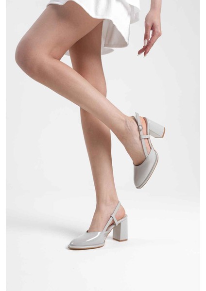 Denma Gri Rugan Kadın Topuklu Ayakkabı