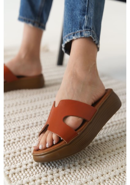 Borlina Kiremit Hakiki Deri Terlik