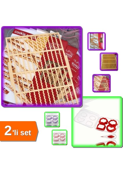 Galeta - Kraker Kalıbı + Kurabiye Kalıbı 4 Parça 8 Şekil Saklama Kutulu - 2li Set N7Q2B0