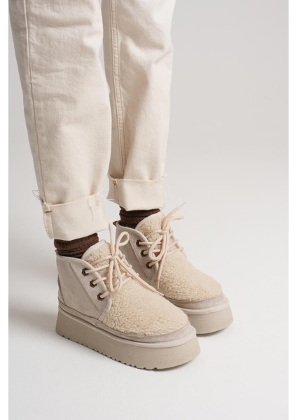 Loana Kadın Kürklü Bej Kışlık Kalın Tabanlı Bot modelleri