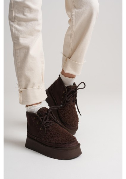 Loana Kadın Kürklü Acı Kahve Kışlık Kalın Tabanlı Bot fırsatları