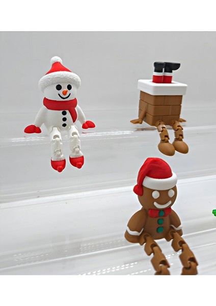 Yılbaşı 4’lü Dekoratif Figür Seti – Kardan Adam, Zencefilli Kurabiye, Noel Bacası ve Çam Ağacı modelleri