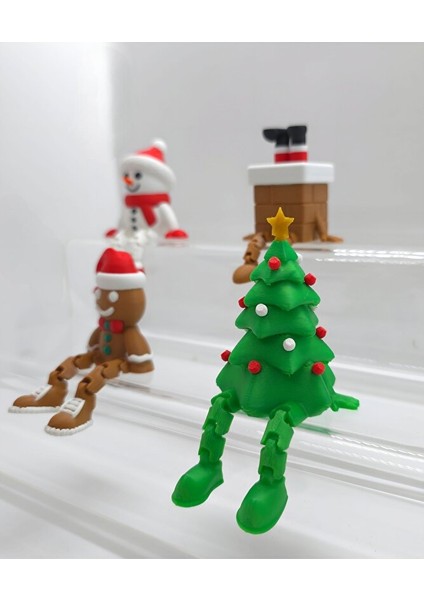 Yılbaşı 4’lü Dekoratif Figür Seti – Kardan Adam, Zencefilli Kurabiye, Noel Bacası ve Çam Ağacı fırsatları
