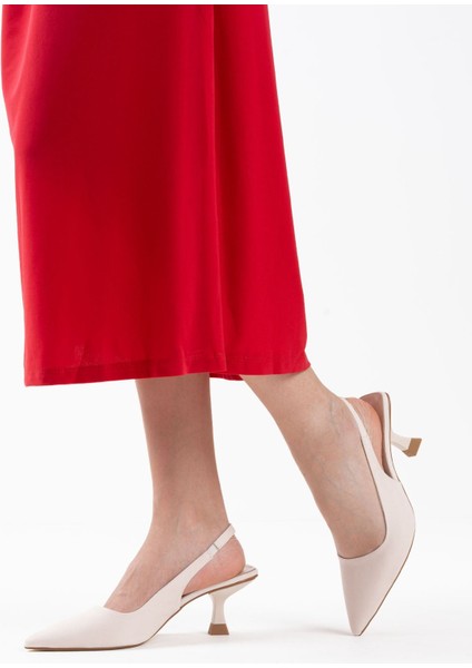 Angelica Kadın Bej Saten Topuklu Ayakkabı