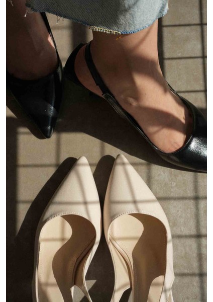 Angelica Kadın Bej Saten Topuklu Ayakkabı