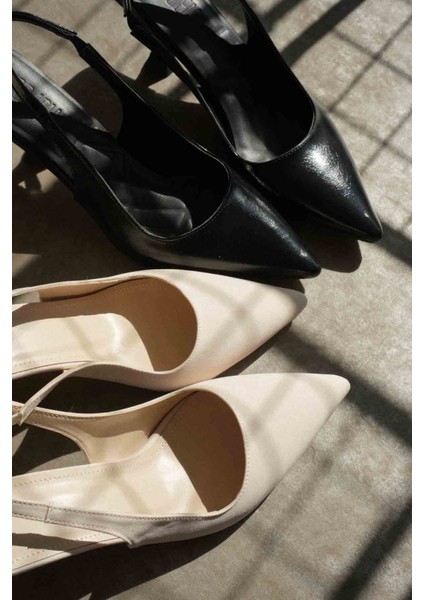 Angelica Kadın Bej Saten Topuklu Ayakkabı