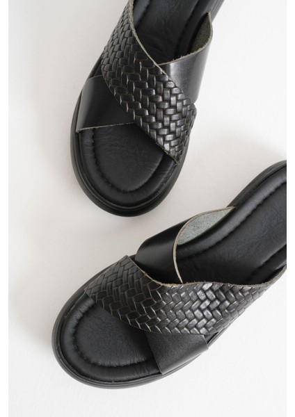 Fayn Siyah Hakiki Deri Terlik