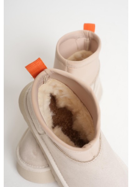 Nadia Kadın Bej Kışlık Içi Kürklü Kalın Taban Bot