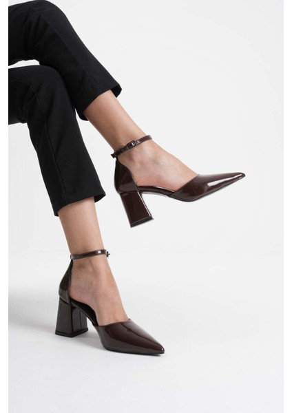 Doren Acı Kahve Rugan Kadın Topuklu Ayakkabı modelleri