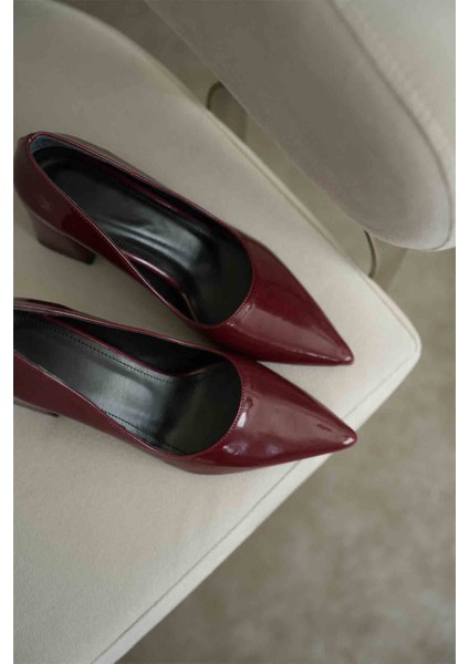 Valeria Bordo Rugan Kadın Topuklu Ayakkabı