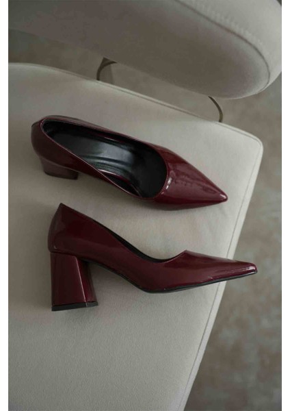 Valeria Bordo Rugan Kadın Topuklu Ayakkabı