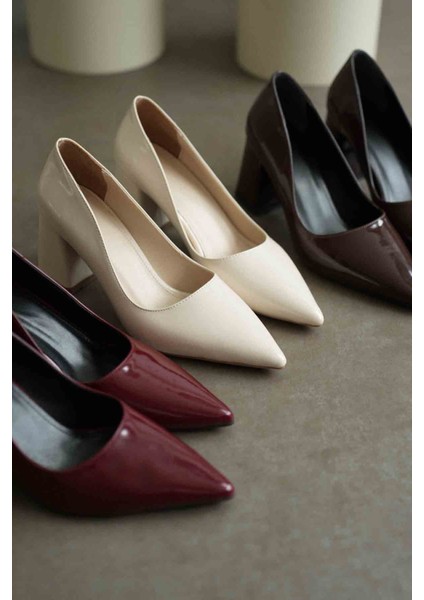 Valeria Bordo Rugan Kadın Topuklu Ayakkabı