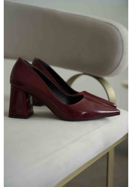 Valeria Bordo Rugan Kadın Topuklu Ayakkabı