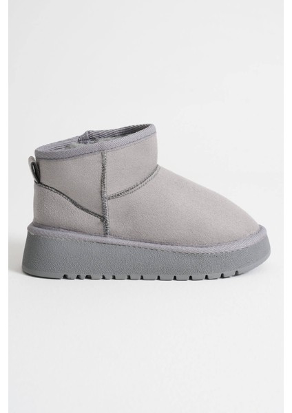 Alina Kadın Gri Kışlık Kürklü Bot