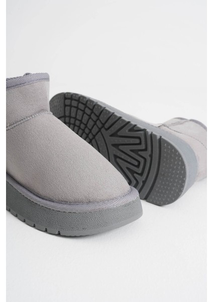 Alina Kadın Gri Kışlık Kürklü Bot