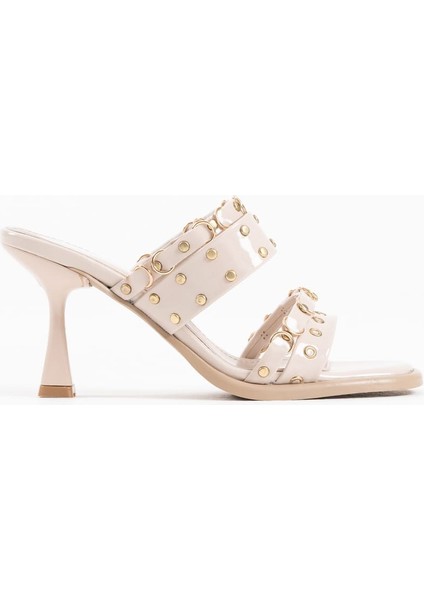 Merlin Topuklu Kadın Bej Terlik