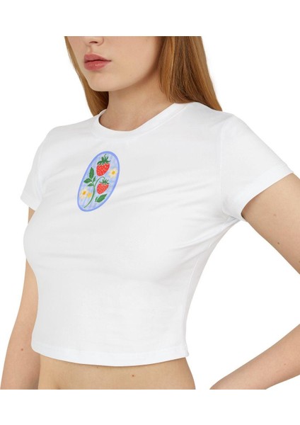 Çilek ve Üzüm Çiçekleri Bebek Tişörtü Kırpılmış Üst - Y2K Kırpılmış Üst, Estetik Bebek Tişörtü Kırpılmış Üst, Kırpılmış Üst Tişört, Çilek Kırpılmış Üst, Bebek Tişörtü modelleri