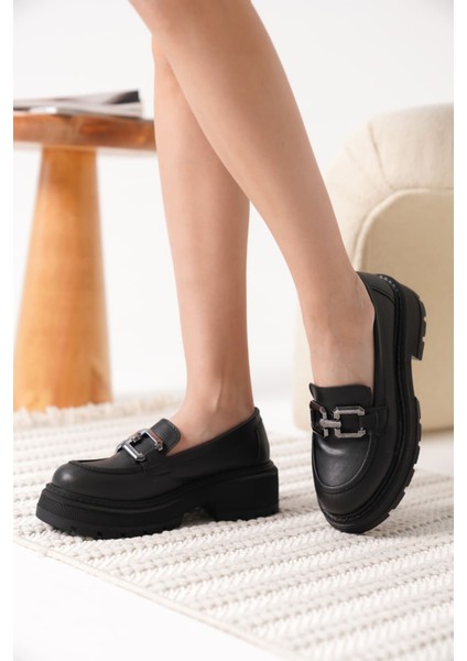 Terry Cilt Siyah Kadın Loafer fırsatları