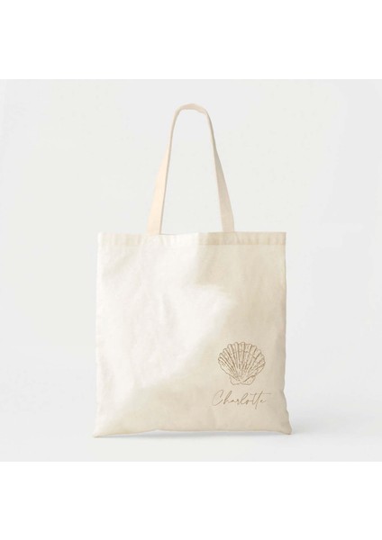 Bekarlığa Veda Partisi Çantası: Kişiselleştirilmiş Deniz Kabuğu Isim Tasarımlı Kanvas Çanta