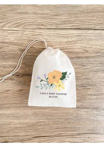 Kişiye Özel Müslin Hediye Çantası, Çiçekli Bebek Duşu (Çeşitli Boyutlarda) fiyatları