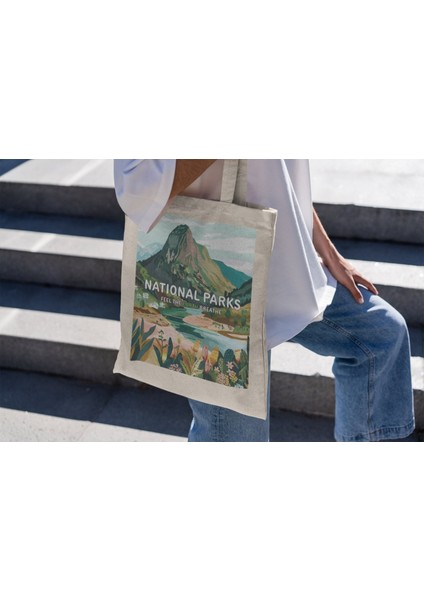 Ulusal Parklar Tote Çanta Koleksiyonu - Sevimli Tote Çantalar, Alışveriş Çantaları, Kitap Çantası, Hediye Tote Çanta, Geri Dönüştürülebilir Tote Çanta