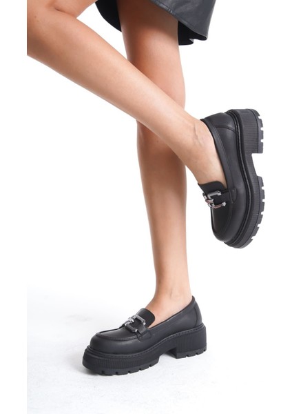Terry Cilt Siyah Kadın Loafer